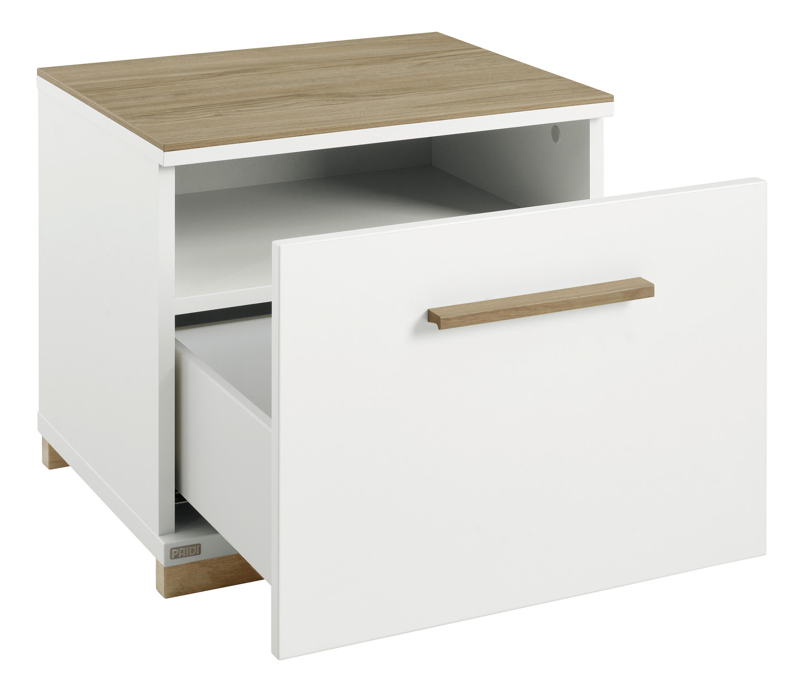 NACHTTISCH  - Eichefarben/Weiß, Basics, Holz/Holzwerkstoff (48,40/42/39,60cm) - Paidi