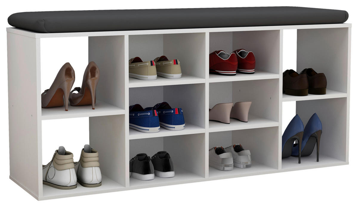 SCHUHREGAL 104/50/30 cm  - Weiss, Design, Holzwerkstoff (104/50/30cm) - MID.YOU
