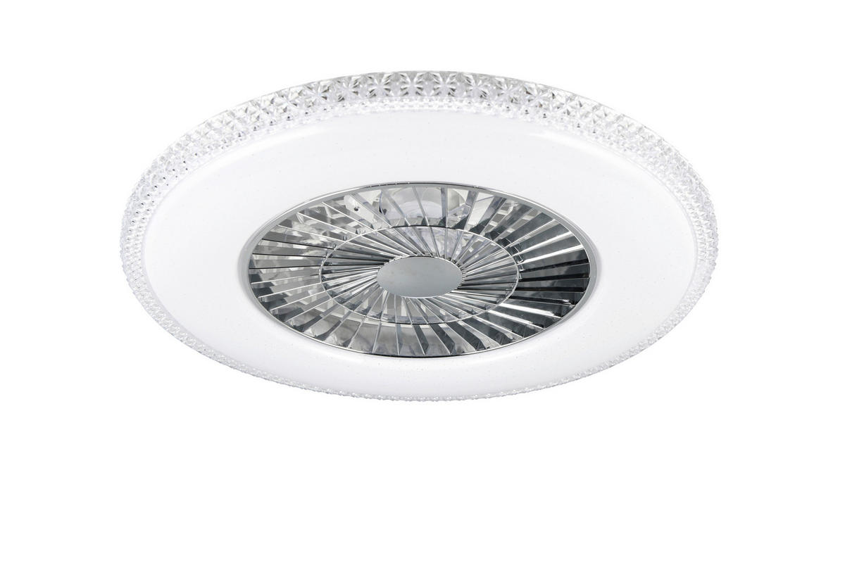 Deckenleuchte mit Ventilator HARSTAD 60/18 cm   - Chromfarben/Transparent, Trend, Kunststoff (60/18cm)