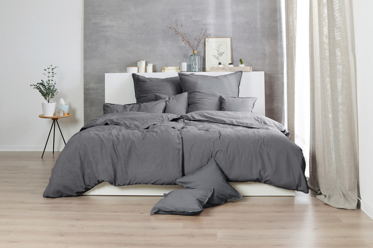 BETTWÄSCHE Renforcé 135/200 cm  - Anthrazit, Basics, Textil (135/200cm)