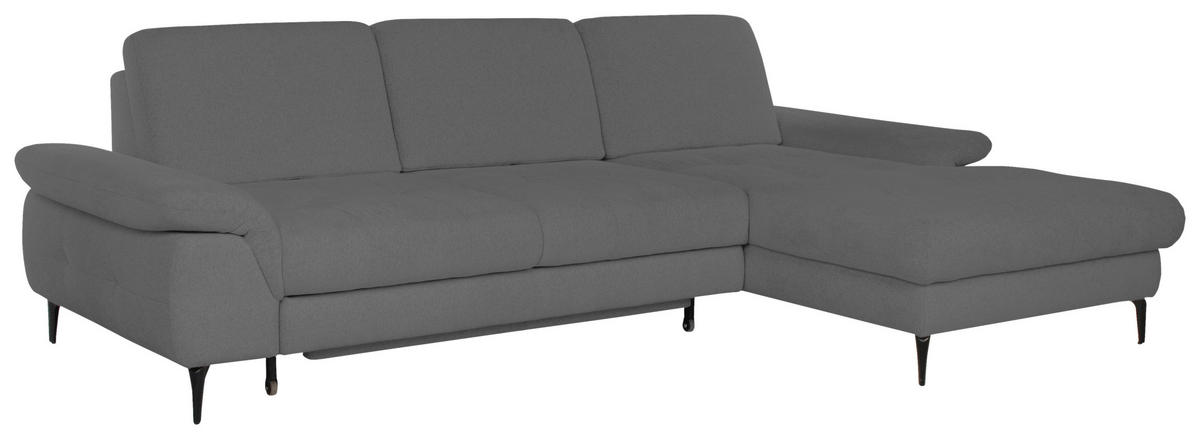 ECKSOFA ALMA in Chenille Dunkelgrau  285/191 cm  - Dunkelgrau/Schwarz, Design, Textil/Metall (285/191cm) - Livetastic