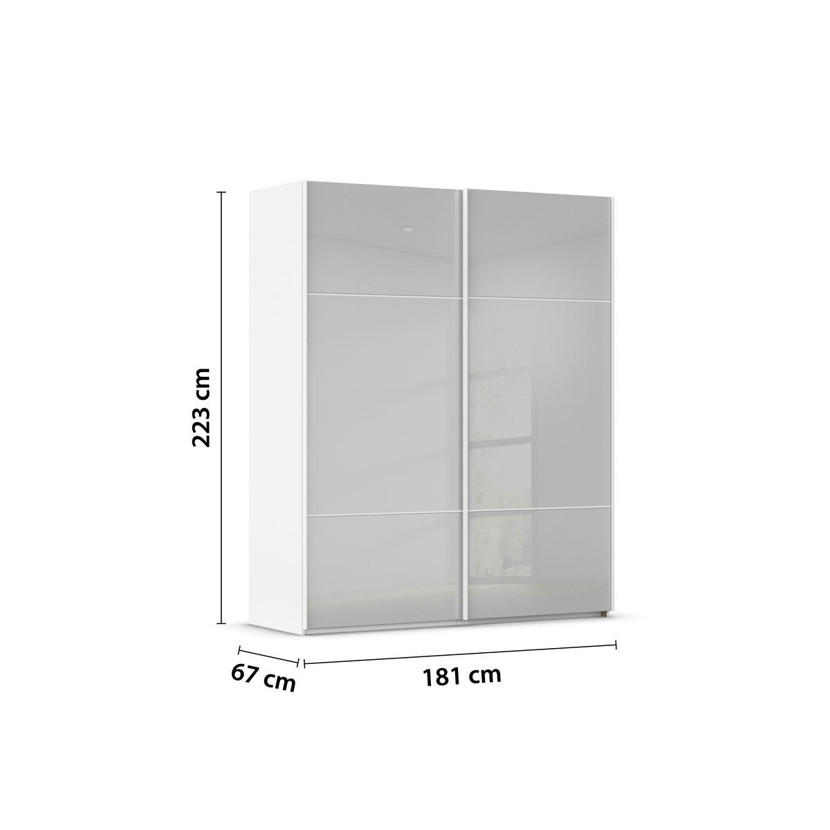 SCHWEBETÜRENSCHRANK in Grau, Weiss  - Weiss/Grau, Konventionell, Glas/Holzwerkstoff (181/223/67cm) - Novel