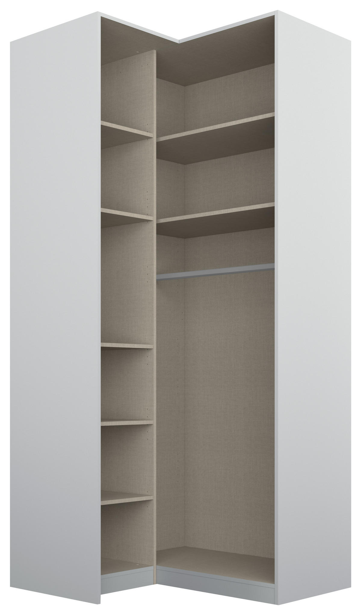 ECKKLEIDERSCHRANK 100/229/102 cm  - Silberfarben/Hellgrau, Modern, Holzwerkstoff (100/229/102cm) - Rauch Möbel