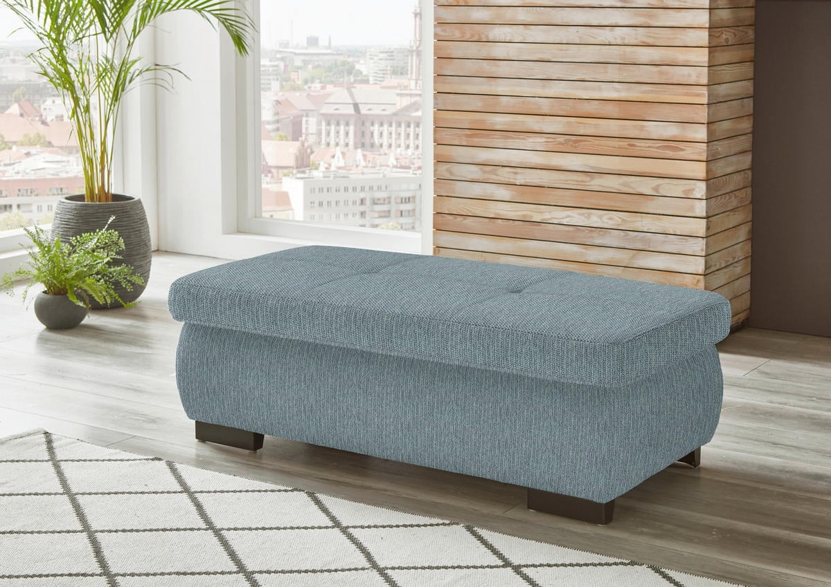 ECKSOFA in Flachgewebe Türkis  - Türkis/Schwarz, Design, Textil/Metall (297/174cm) - Beldomo Style