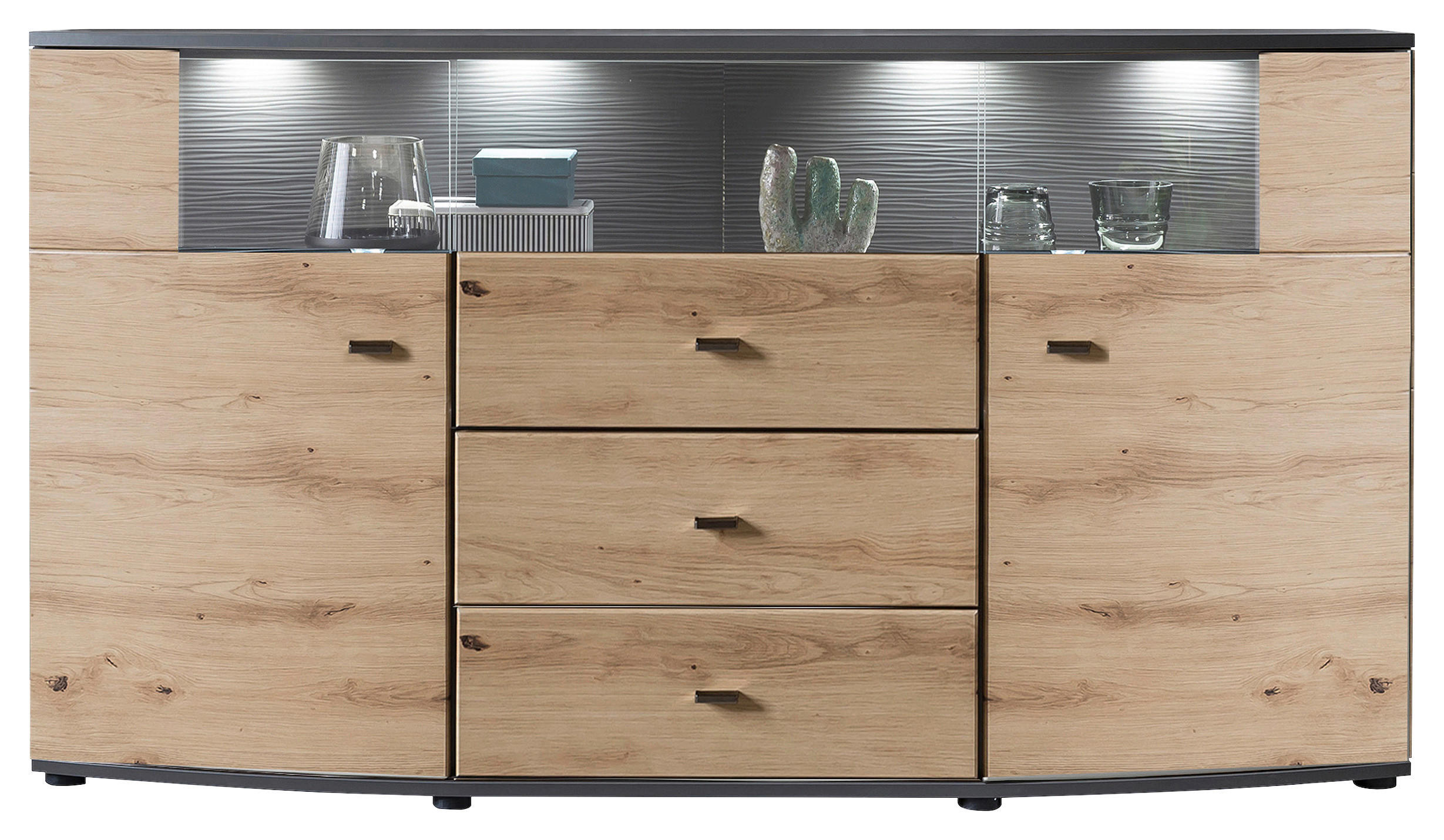 Livetastic ŠIROKÁ KOMODA, hnědá, šedá, 160/86,8/41,6 cm