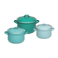 KOCHTOPFSET 6-teilig  - Grün, Basics, Metall (38/29/28,5cm) - Riess
