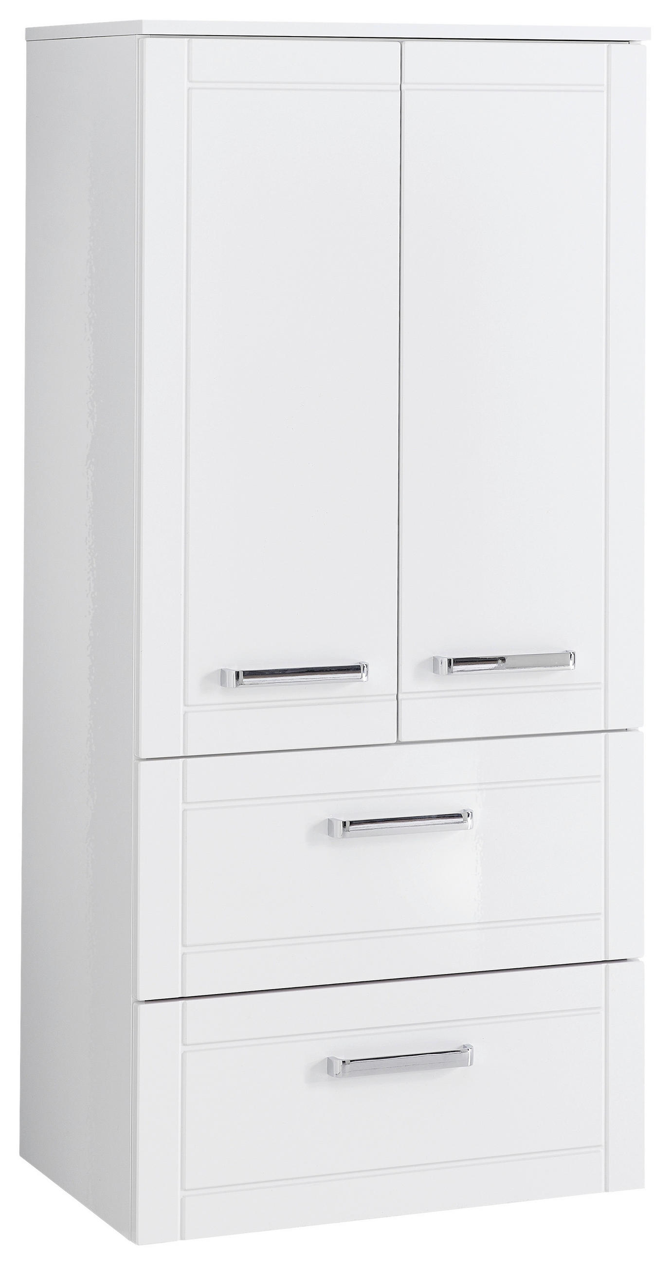 MIDISCHRANK 60,2/130/42,6 cm  - Chromfarben/Weiß Hochglanz, MODERN, Glas/Holzwerkstoff (60,2/130/42,6cm) - Sadena
