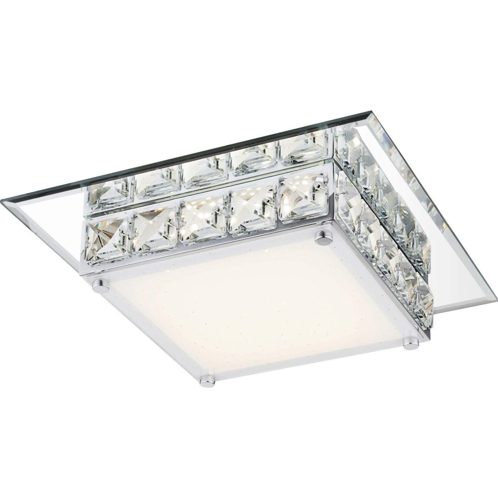 STROPNA LED-SVETILKA  Margo 12 W/720 lm/4000 K/230 V/ - barve kroma, Basics, kovina/steklo (25/25/7cm) - Globo