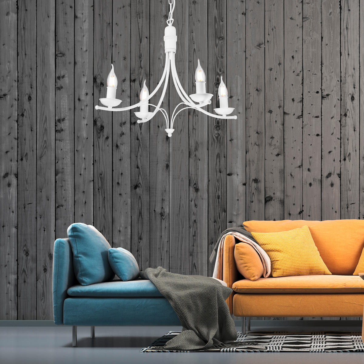 KRONLEUCHTER 58/100 cm   - Weiß Hochglanz, KONVENTIONELL, Metall (58/100cm)