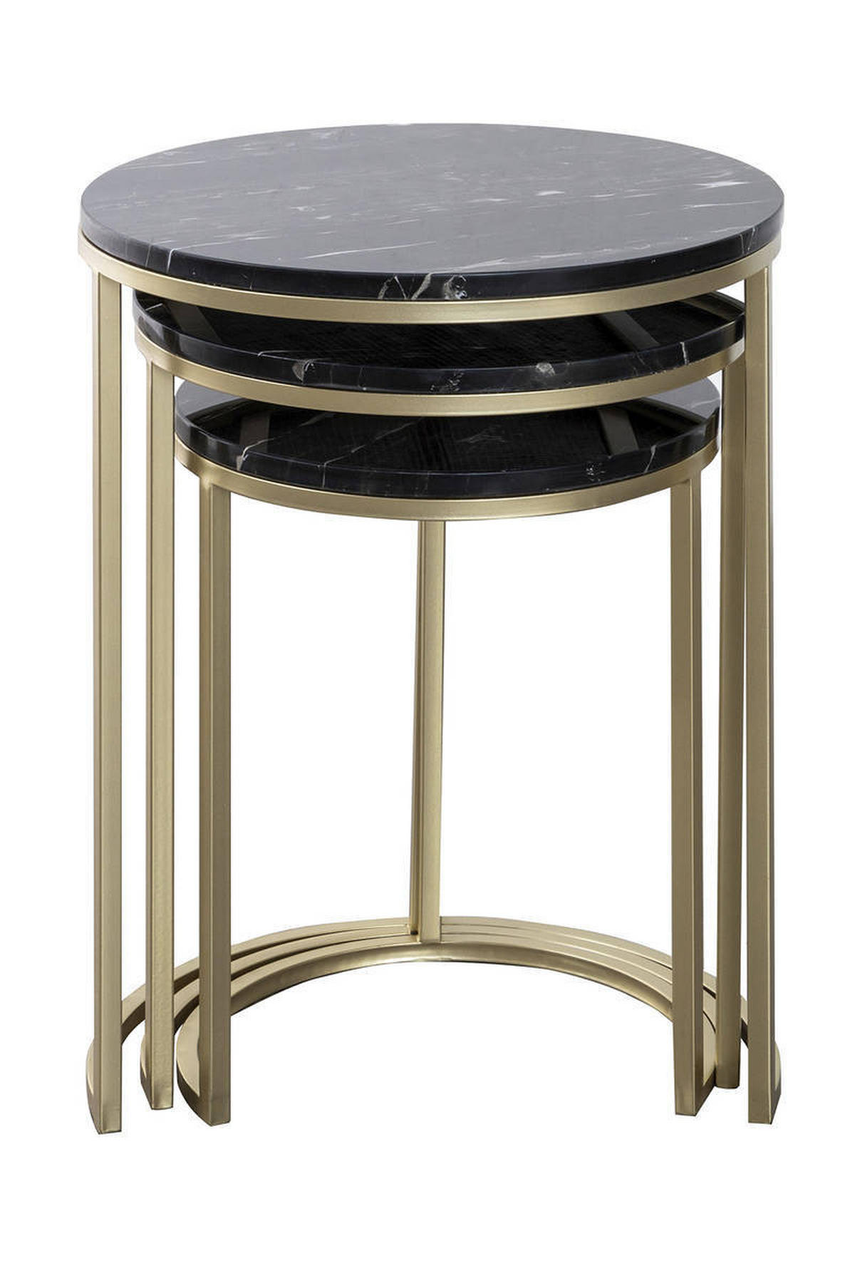 SATZTISCH in Metall, Stein  - Goldfarben/Schwarz, Trend, Stein/Metall - Kayoom