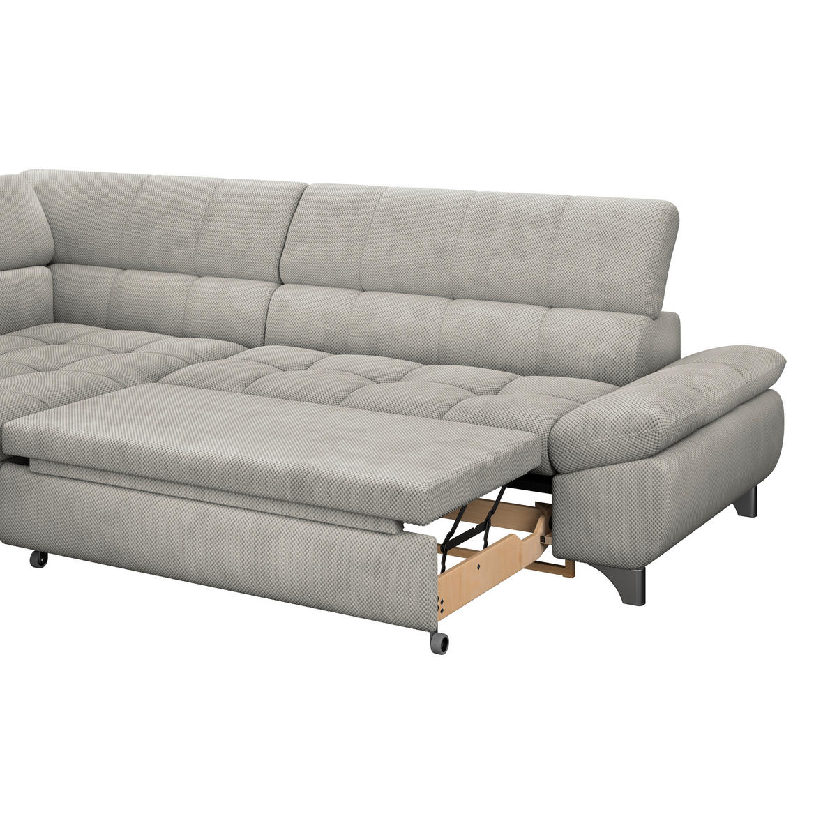 ECKSOFA Taupe Chenille  - Taupe/Chromfarben, KONVENTIONELL, Textil/Metall (234/312cm) - Livetastic