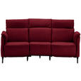 TRAPEZSOFA  in Mikrofaser Rot  - Rot/Schwarz, KONVENTIONELL, Textil/Metall (221/103/95cm) - Dieter Knoll