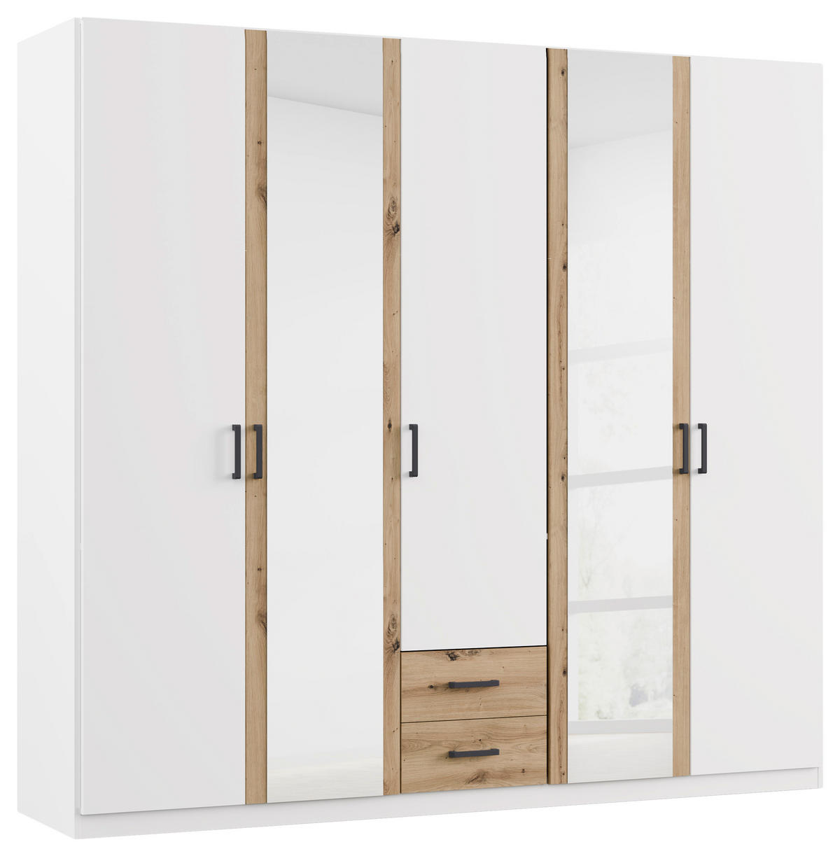KLEIDERSCHRANK 226/210/54 cm 5-türig Weiß, Eiche Artisan  - Weiß/Eiche Artisan, KONVENTIONELL, Holzwerkstoff/Kunststoff (226/210/54cm) - Boxxx