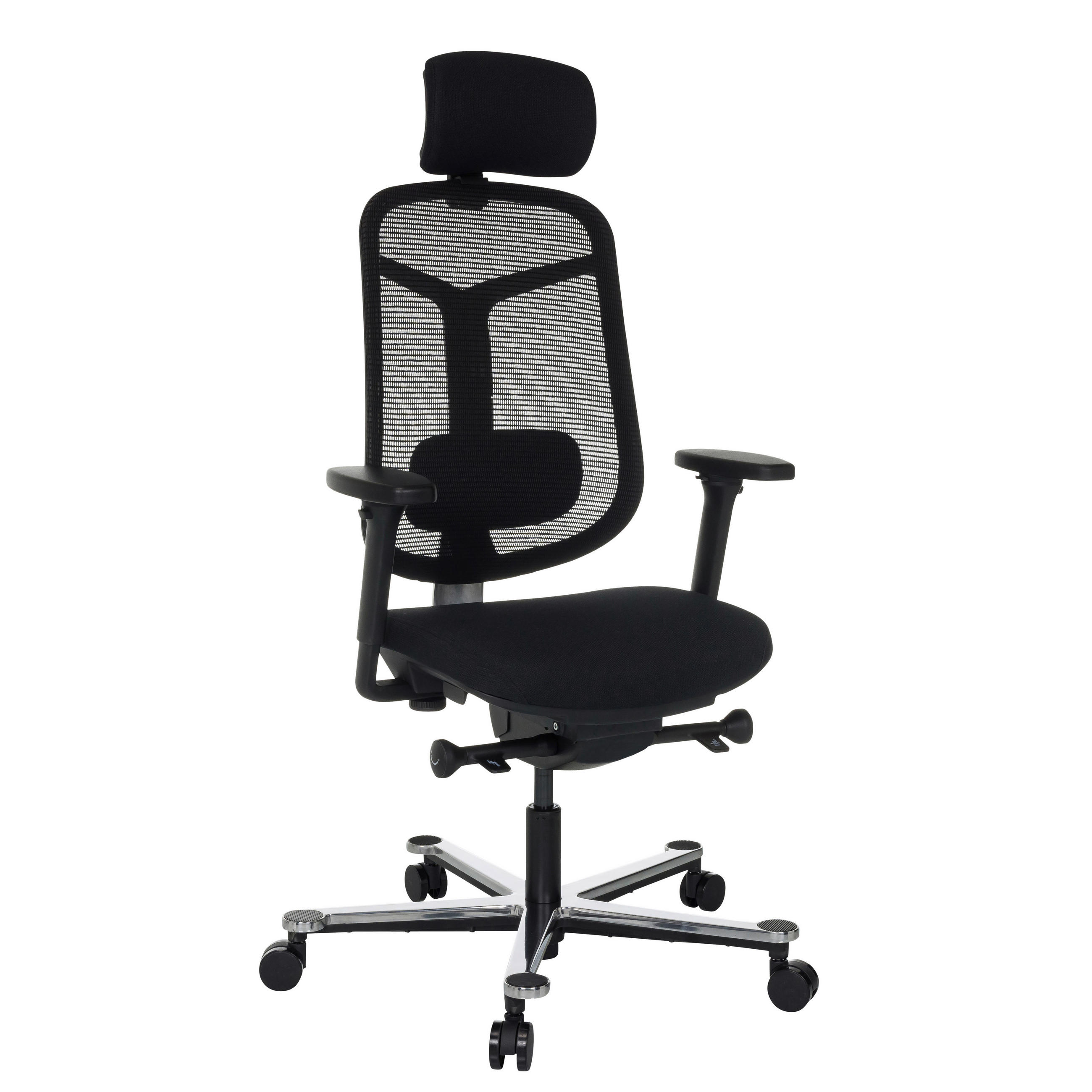 OTOČNÁ ŽIDLE, síťovina, černá - černá/barvy stříbra, Moderní, kov/textil (66/118 - 136/60cm) - MID.YOU