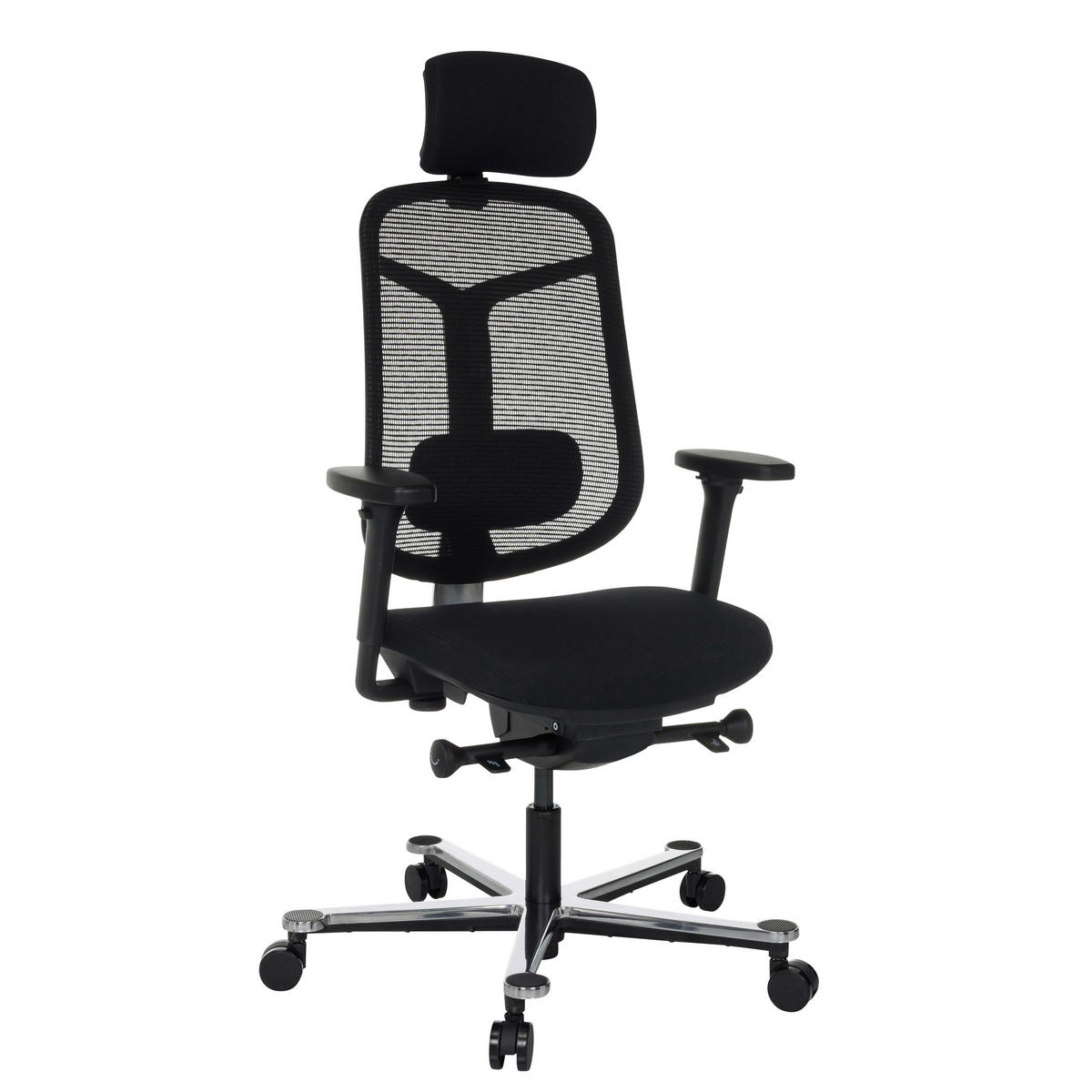 OTOČNÁ ŽIDLE, síťovina, černá - černá/barvy stříbra, Moderní, kov/textil (66/118 - 136/60cm) - MID.YOU