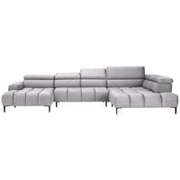WOHNLANDSCHAFT in Webstoff Hellgrau  - Hellgrau/Schwarz, Design, Textil/Metall (177/385/216cm) - Welnova