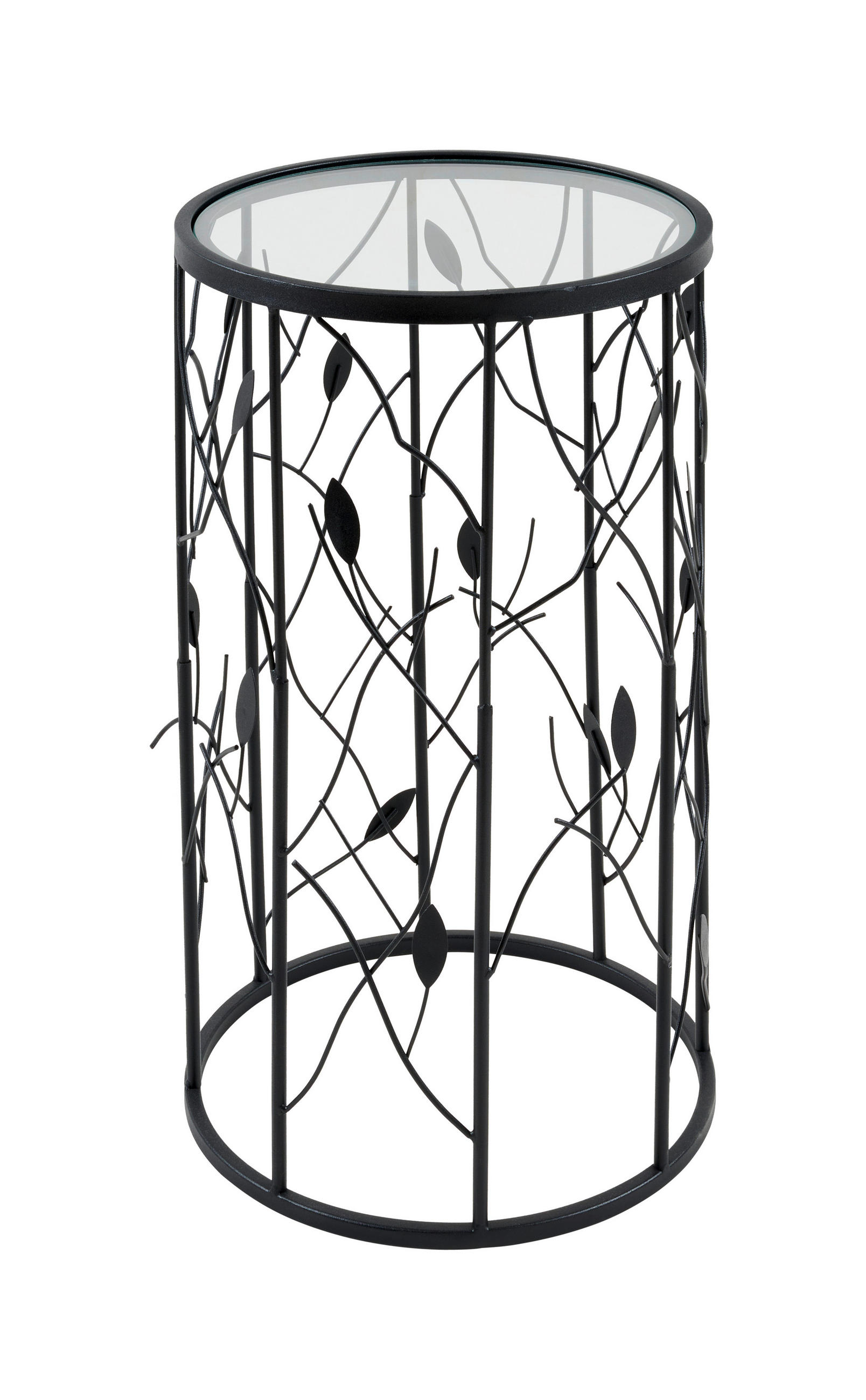 POMOĆNI STOLIĆ crna  metal, staklo   - crna, Basics, staklo/metal (38,5/61cm) - Ambia Home