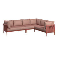 LOUNGEGARNITUR 296/229 cm Aluminium  - Rot/Dunkelrot, Design, Textil/Metall (296/229cm) - Amatio