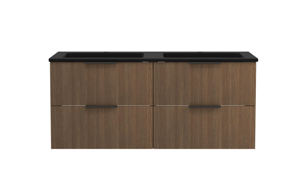 BADEZIMMER 3-teilig  in 120 cm  - Dunkelbraun/Schwarz, Natur, Glas/Holzwerkstoff (120cm) - Held