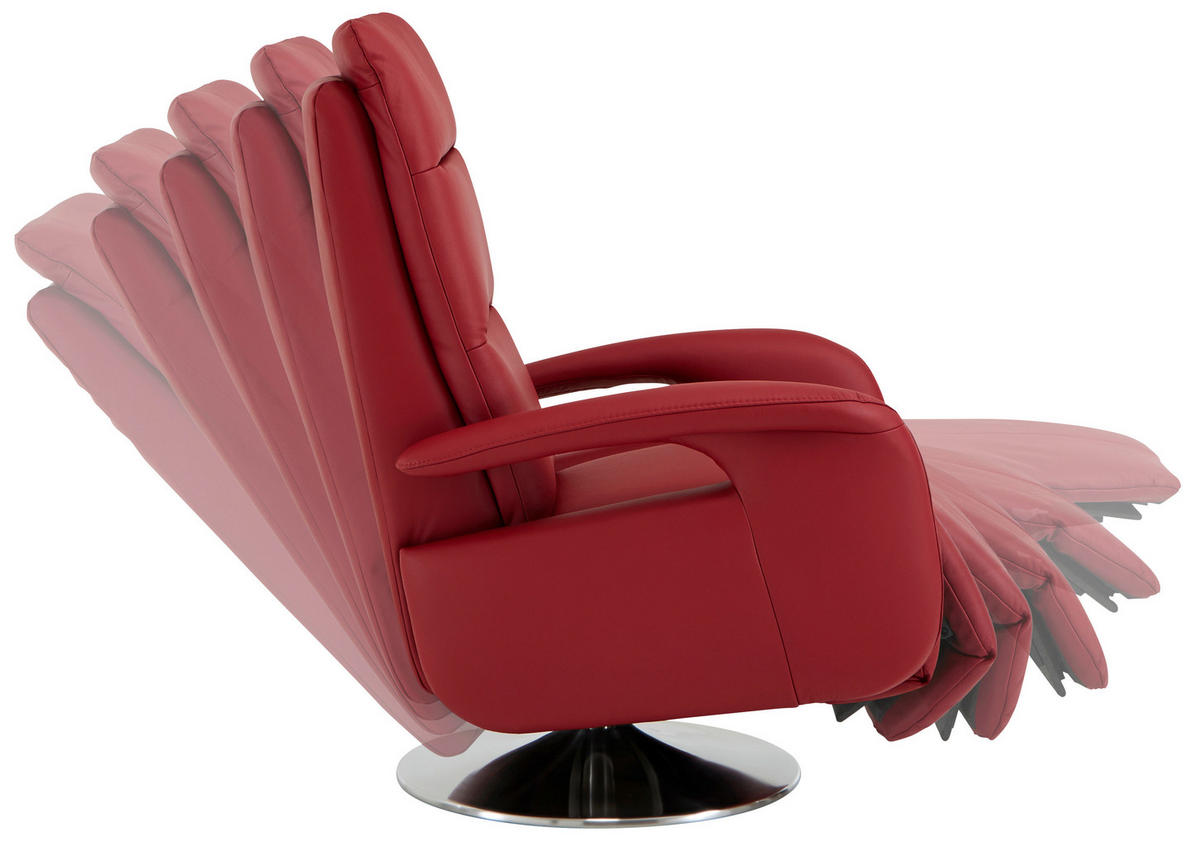 RELAXSESSEL in Leder Rot  - Edelstahlfarben/Rot, Design, Leder/Metall (84/88/110cm) - Beldomo Premium