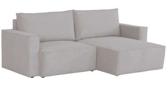 ECKSOFA Grau Feincord  - Schwarz/Grau, KONVENTIONELL, Kunststoff/Textil (242/151cm) - Carryhome