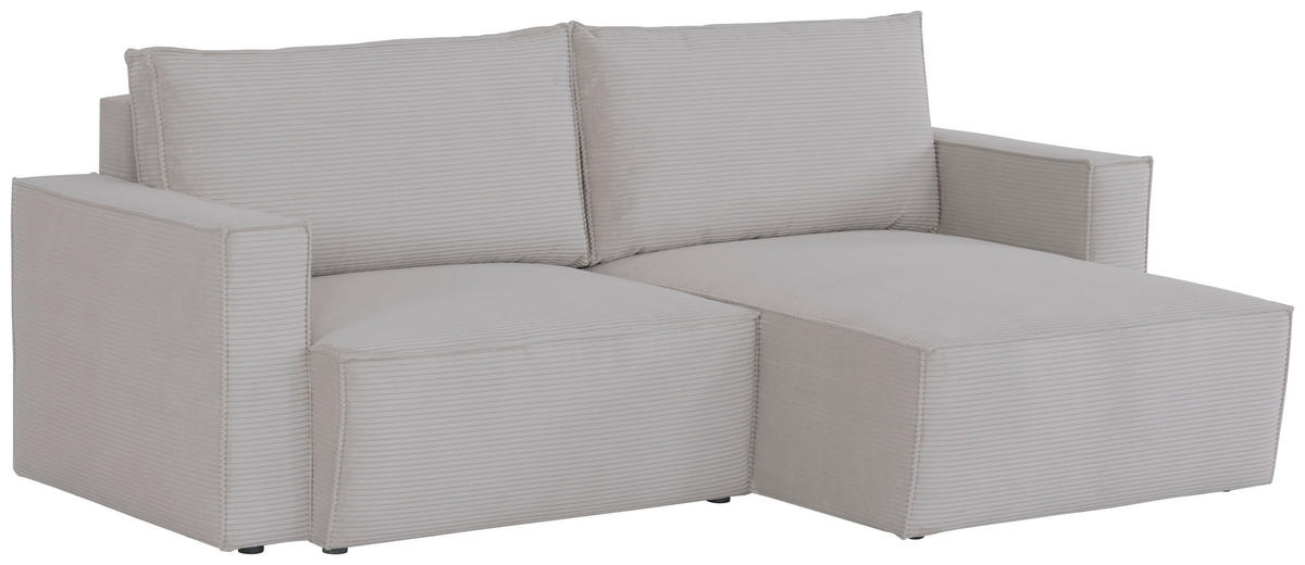 ECKSOFA Grau Feincord  - Schwarz/Grau, KONVENTIONELL, Kunststoff/Textil (242/151cm) - Carryhome