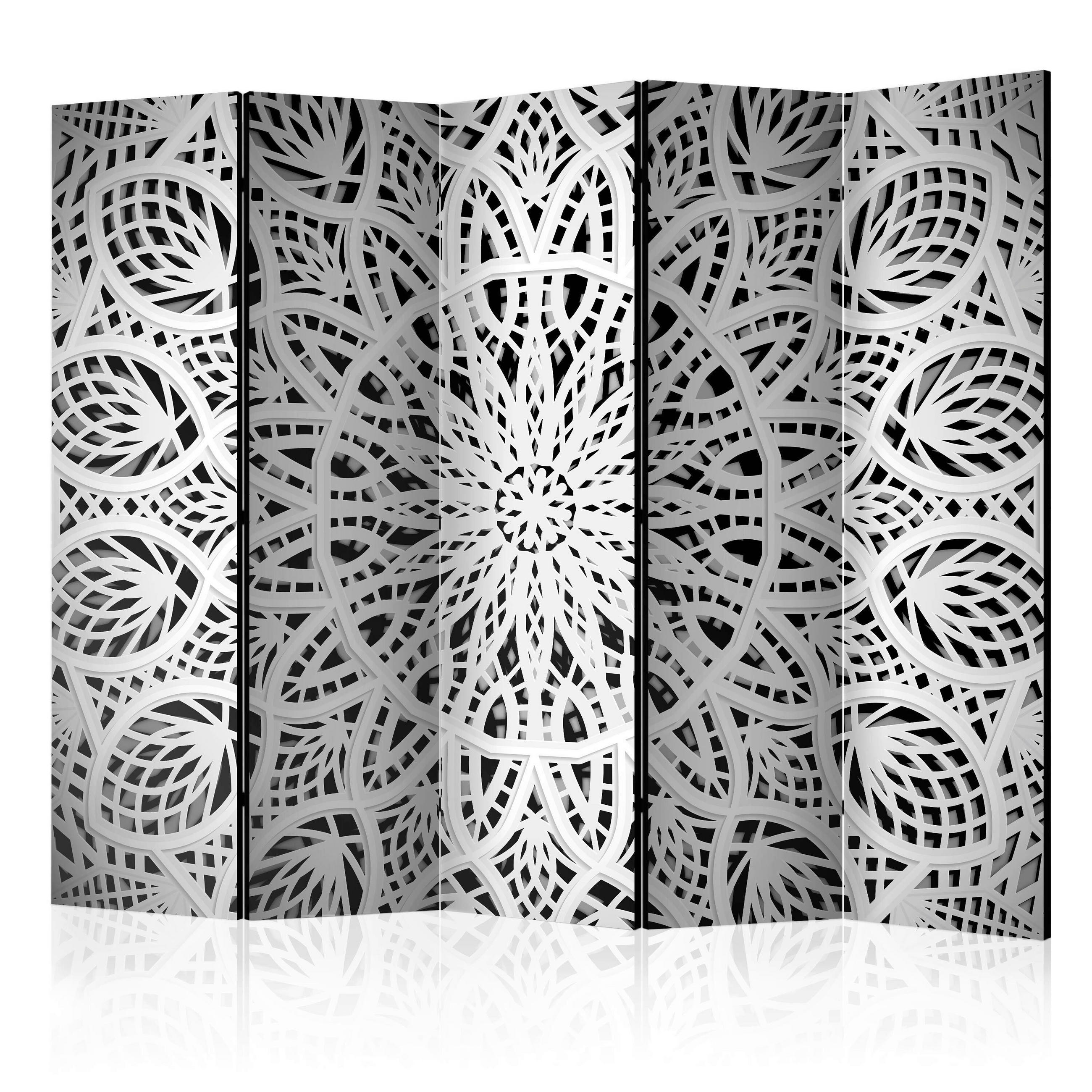 PARAVENT mit 5  Flügel - Schwarz/Weiß, Basics, Holz/Textil (225/172/3cm) - artgeist