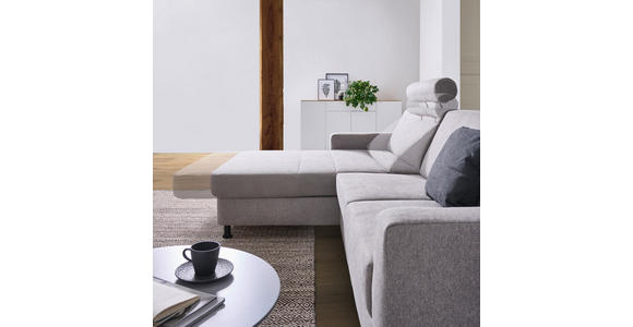 ECKSOFA in Webstoff Platinfarben  257/165 cm  - Platinfarben/Schwarz, Design, Kunststoff/Textil (257/165cm) - Xora