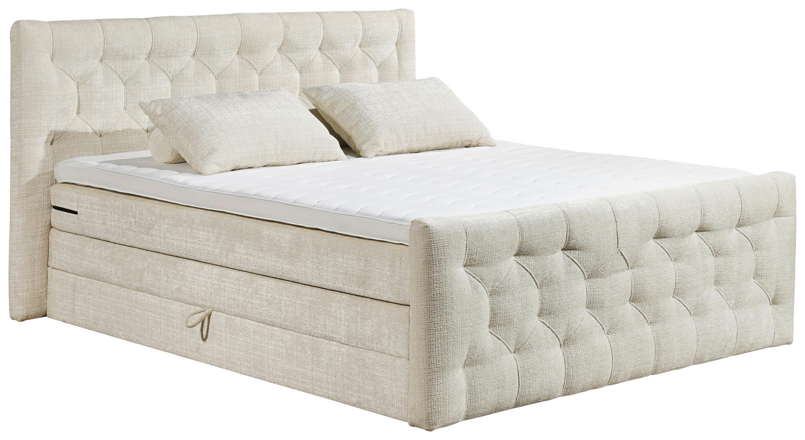 BOXSPRINGBETT 180/200 cm  in Creme  - Creme, MODERN, Holzwerkstoff/Kunststoff (180/200cm) - MID.YOU
