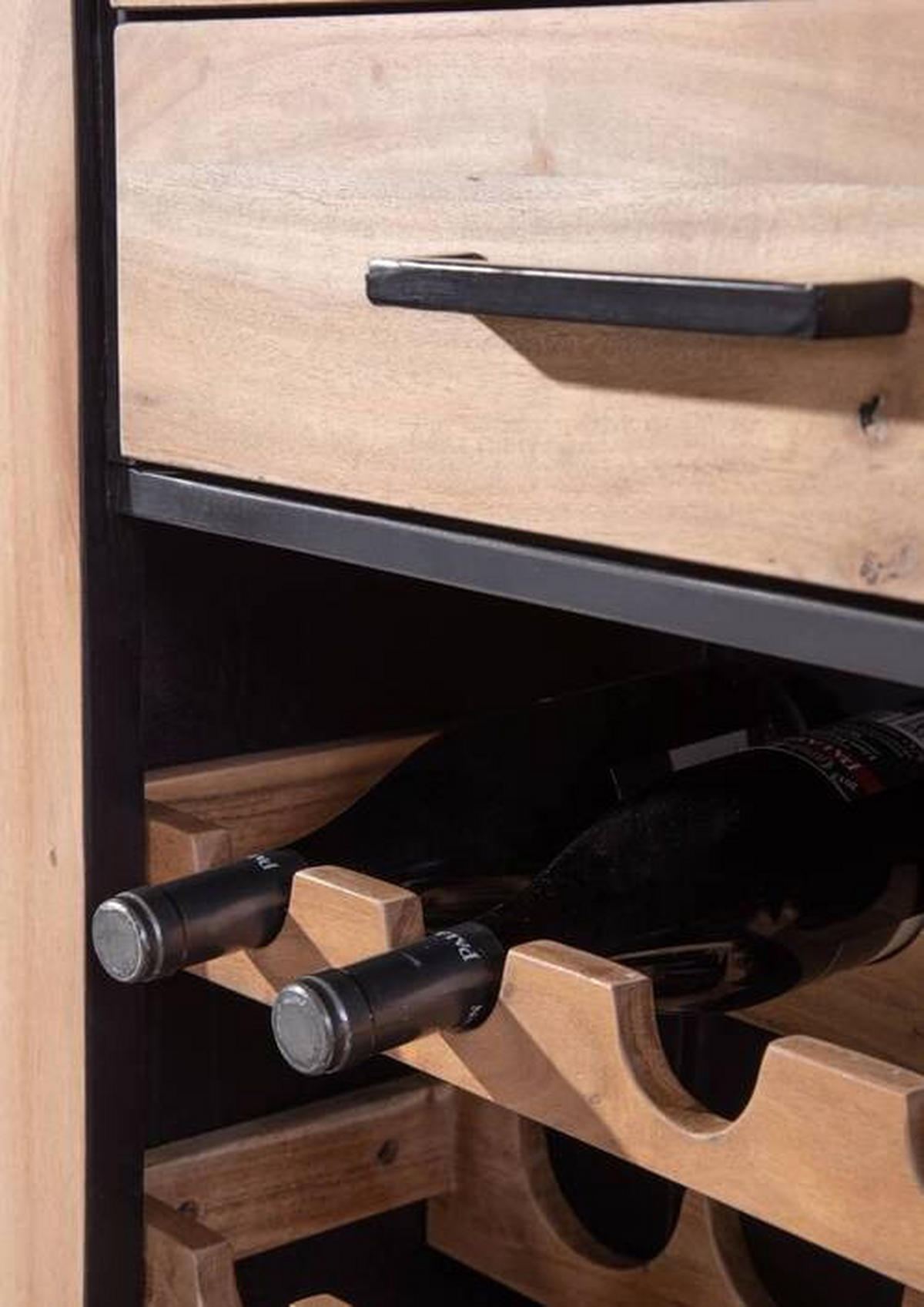 WEINREGAL   - Schwarz/Akaziefarben, LIFESTYLE, Holz/Metall (65/105/35cm) - Landscape