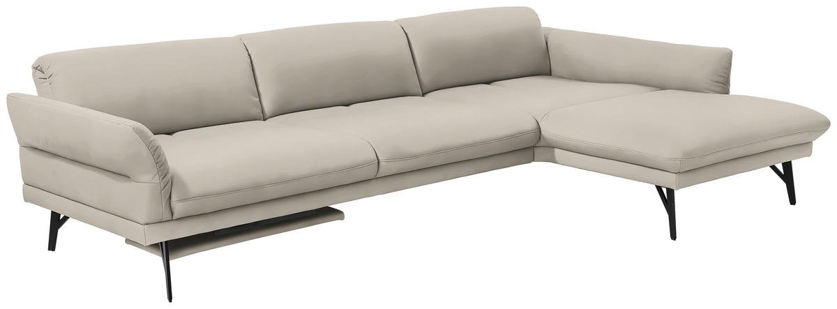 ECKSOFA in Echtleder Ecru  308/173 cm  - Ecru/Anthrazit, Design, Leder/Metall (308/173cm) - Joop!