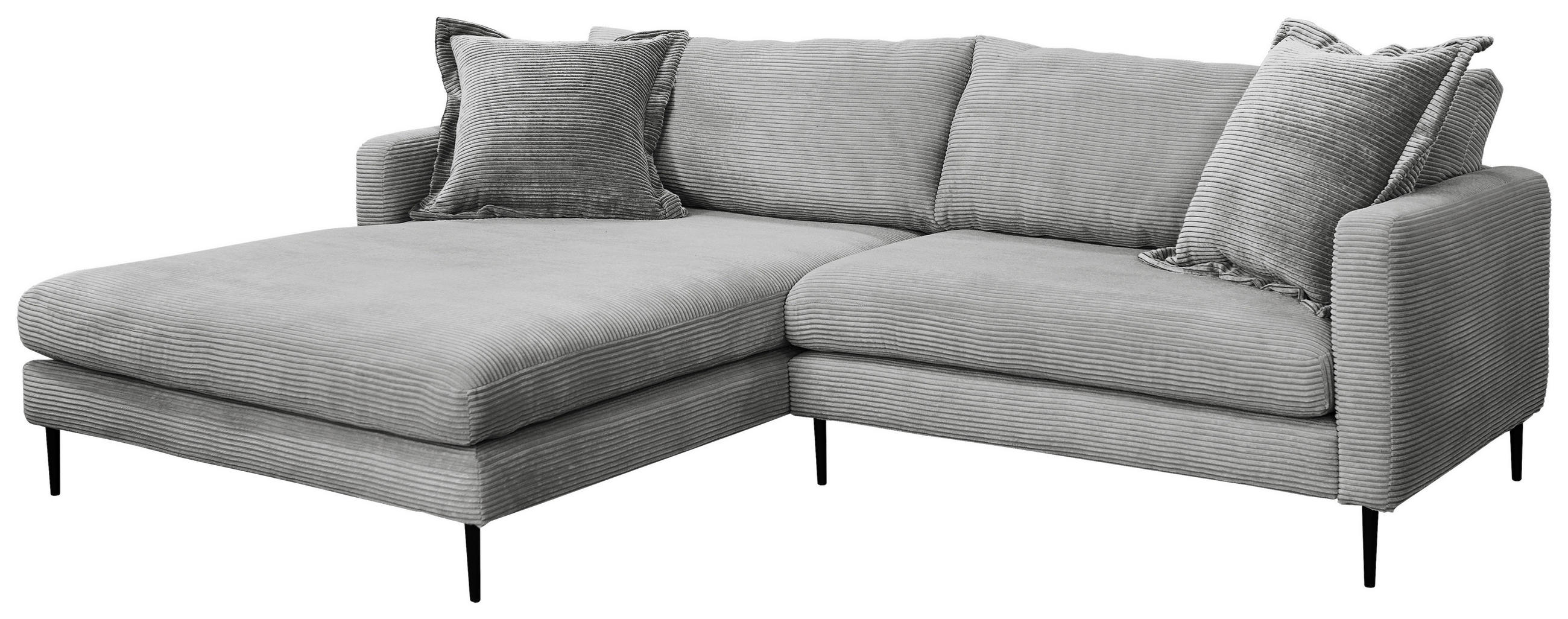 ECKSOFA JOKER Grau Cord  - Schwarz/Grau, Design, Textil/Metall (193/268cm) - P & B