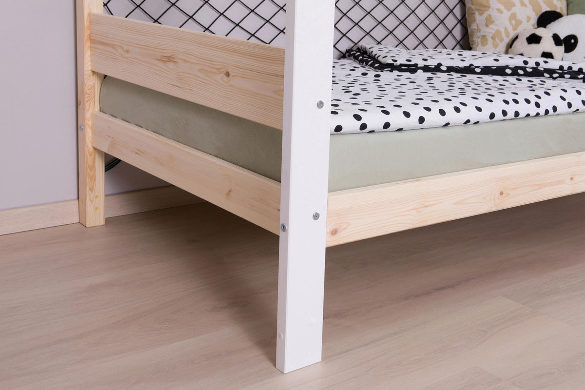 BODENBETT Naturfarben, Weiß  - Naturfarben/Weiß, MODERN, Holz (90/200cm) - MID.YOU