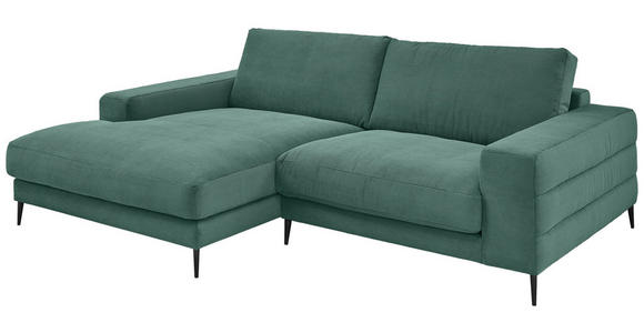 ECKSOFA in Feincord Grün  - Schwarz/Grün, Design, Textil/Metall (177/253cm) - Dieter Knoll