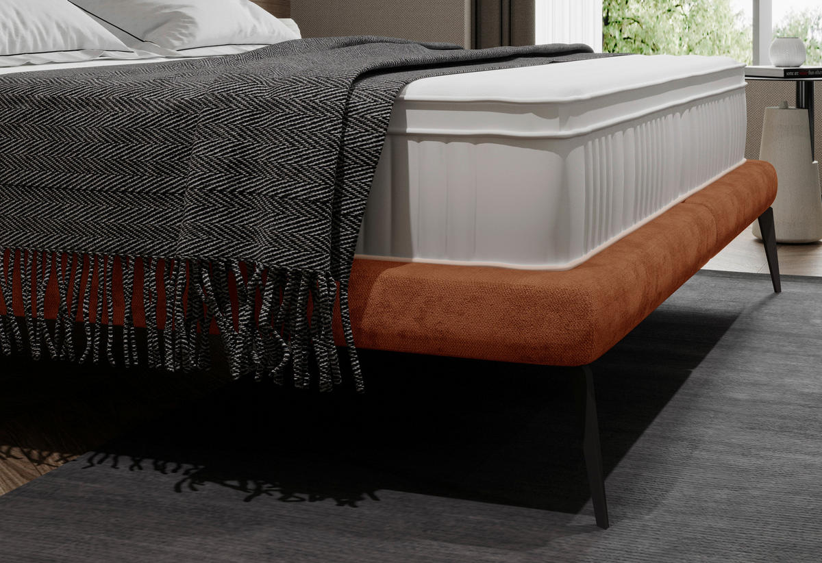 KÁRPITOZOTT ÁGY 180/200 cm  rozsdavörös  - rozsdavörös/fekete, Modern, textil/fém (180/200cm) - Livetastic