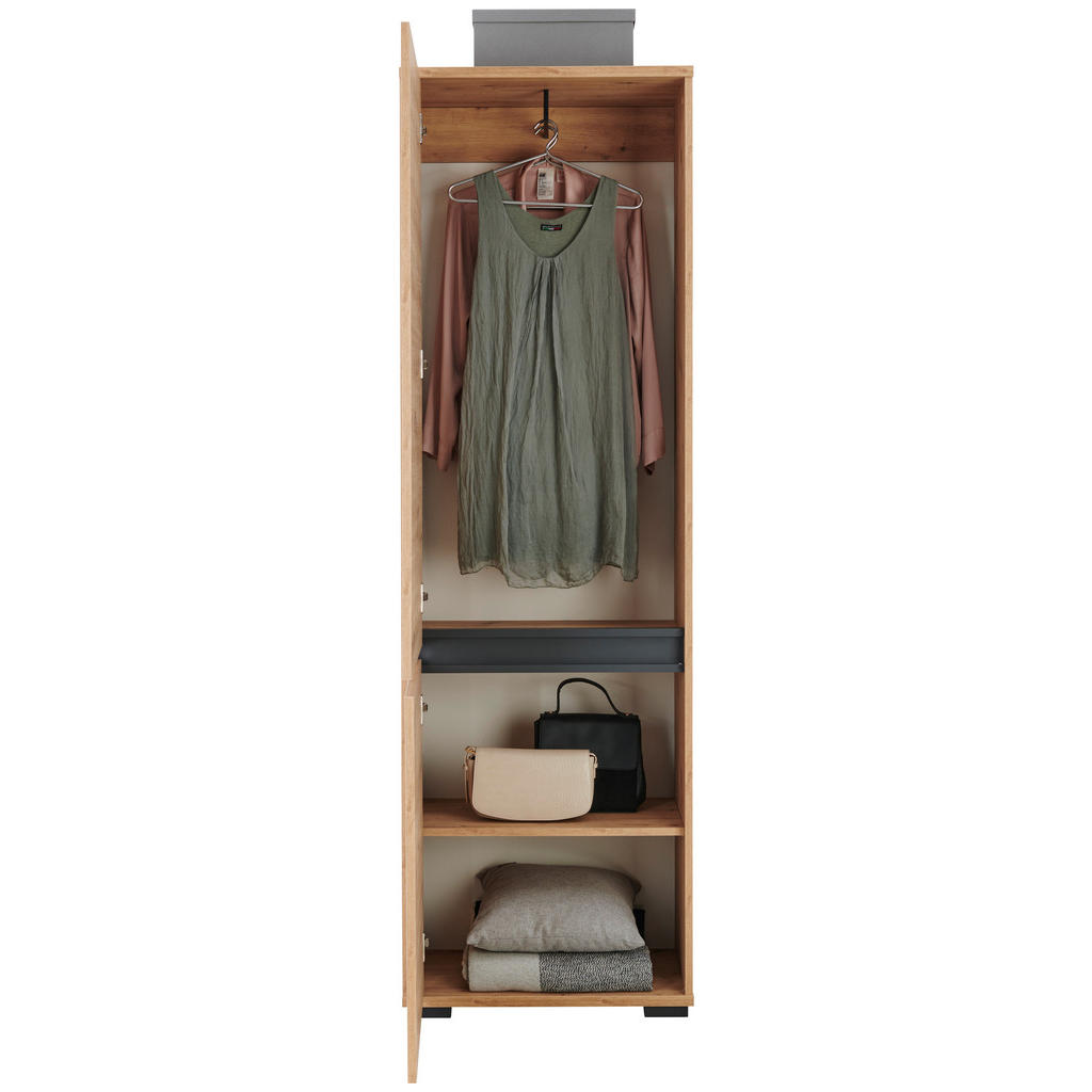Thumbnail - Carryhome Garderobenschrank, Anthrazit, Eiche Artisan, Holzwerkstoff, 2 Fächer, 60x195x38 cm, Beimöbel erhältlich, Garde...