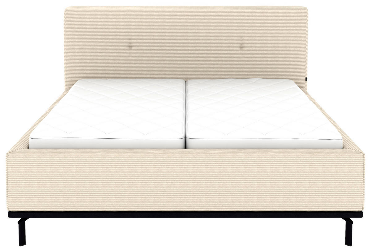 POLSTERBETT Matratze, Lattenrost, Bettkasten 180/200 cm  in Creme  - Creme/Graphitfarben, Design, Holz/Textil (180/200cm) - Musterring