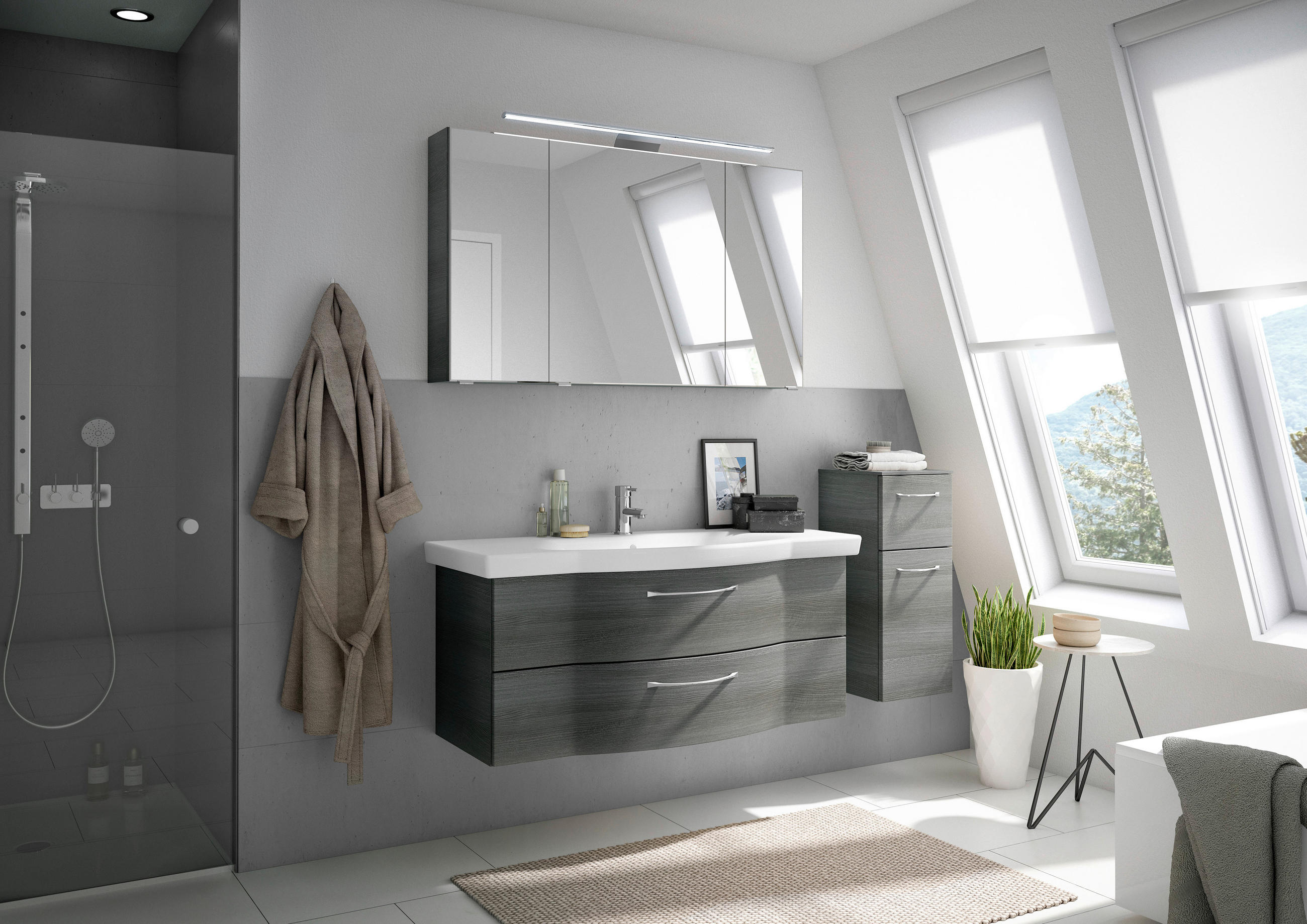 BADEZIMMER 4-teilig in 152 cm - Chromfarben/Graphitfarben, KONVENTIONELL, Glas/Keramik (152cm) - Pelipal