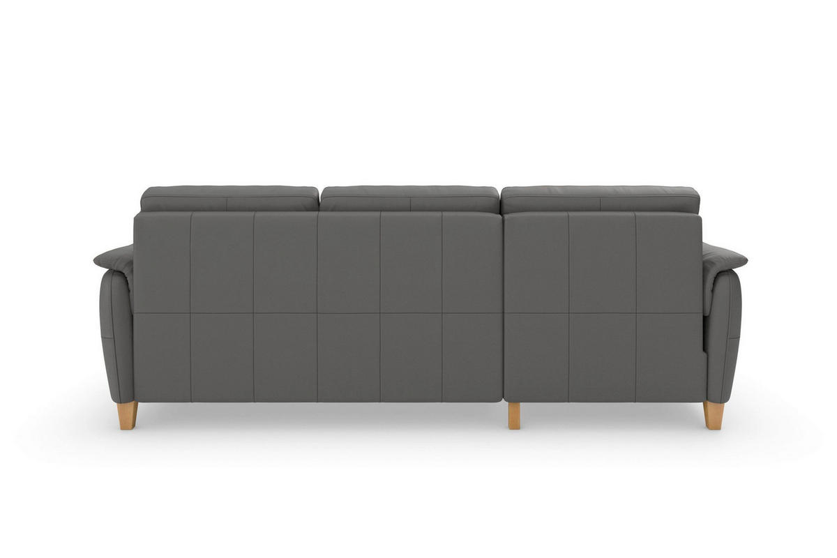 ECKSOFA Echtleder Mokka  - Eichefarben/Mokka, Basics, Leder/Holz (163/244cm) - Sit & More