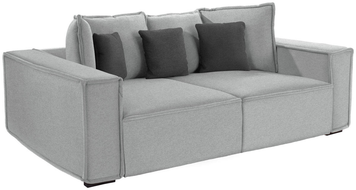 BIGSOFA in Hellgrau, Dunkelgrau  - Dunkelgrau/Hellgrau, Modern, Holz/Textil (244/62/117cm) - MID.YOU
