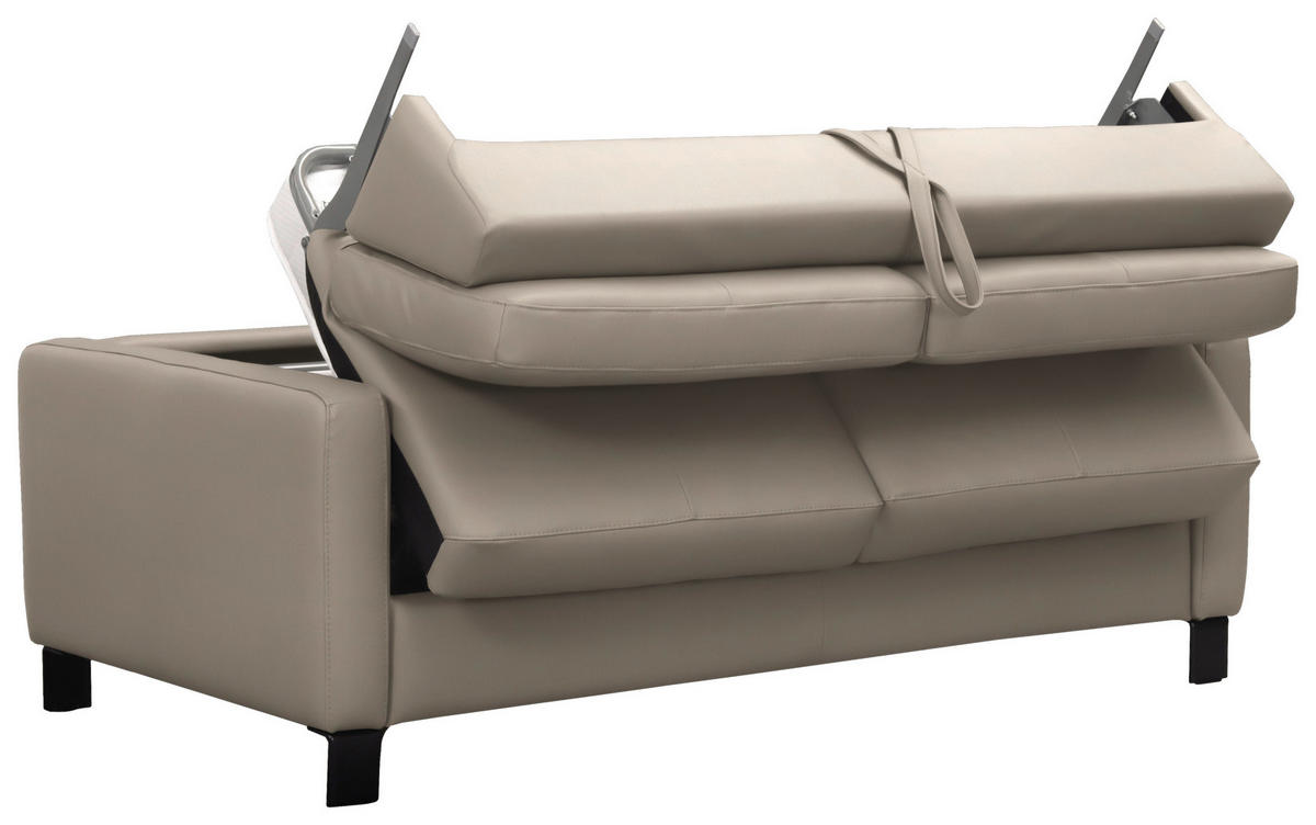 SCHLAFSOFA in Textil, Leder Greige  - Greige/Schwarz, Konventionell, Leder/Textil (190/87/100cm) - Celina Home