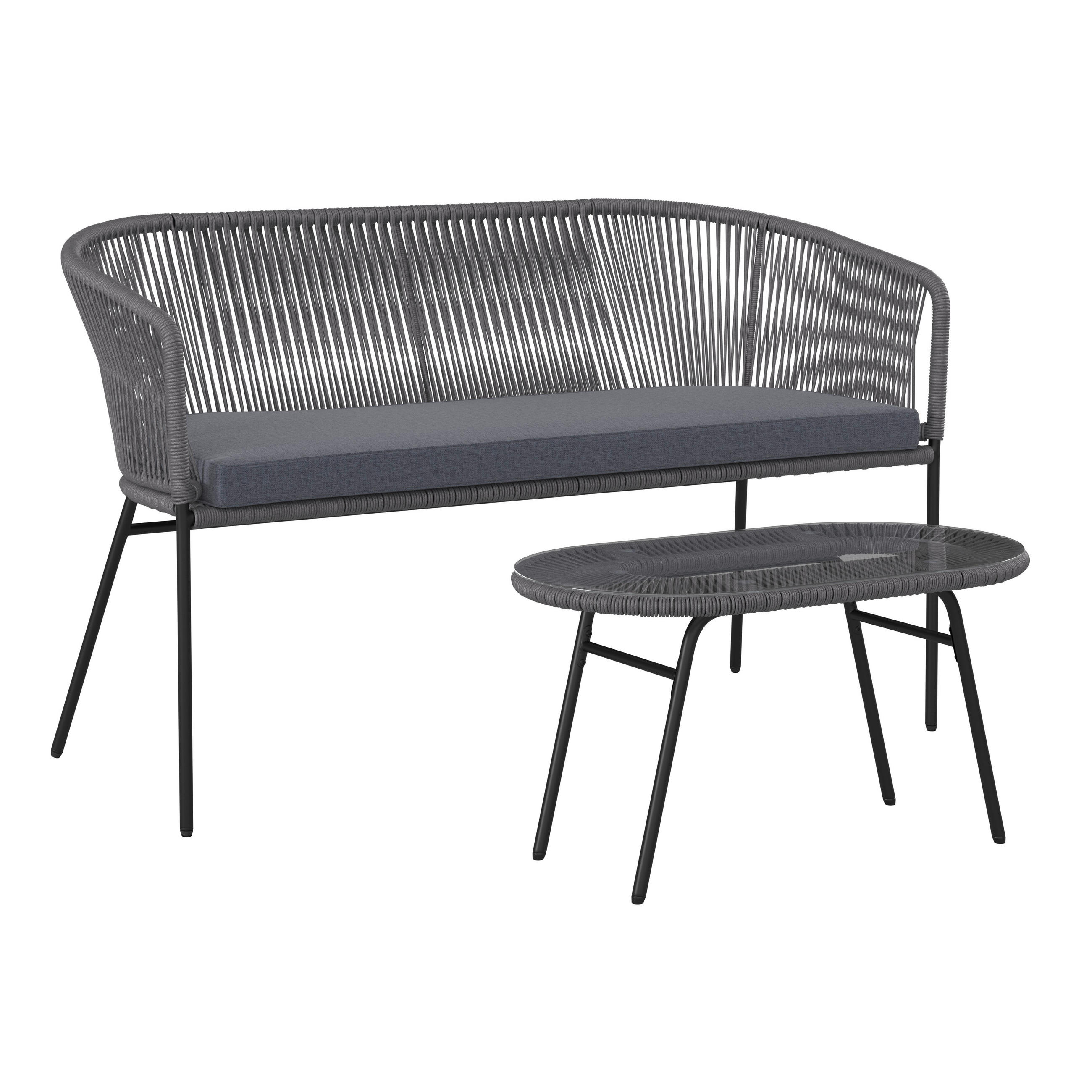 GARTENSET  - Schwarz/Grau, MODERN, Textil/Metall - Ambia Garden