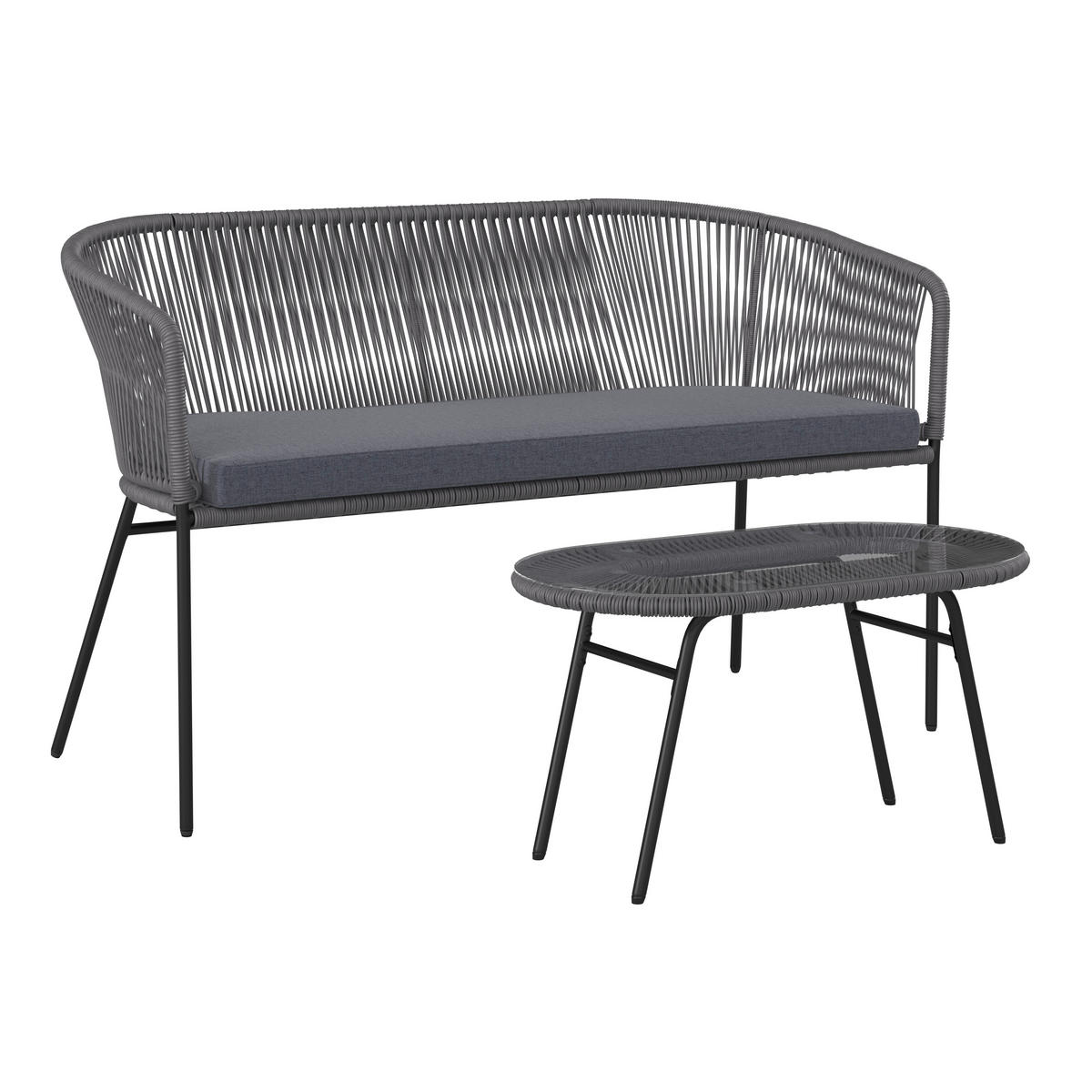 GARTENSET Stahl  - Schwarz/Grau, MODERN, Textil/Metall - Ambia Garden