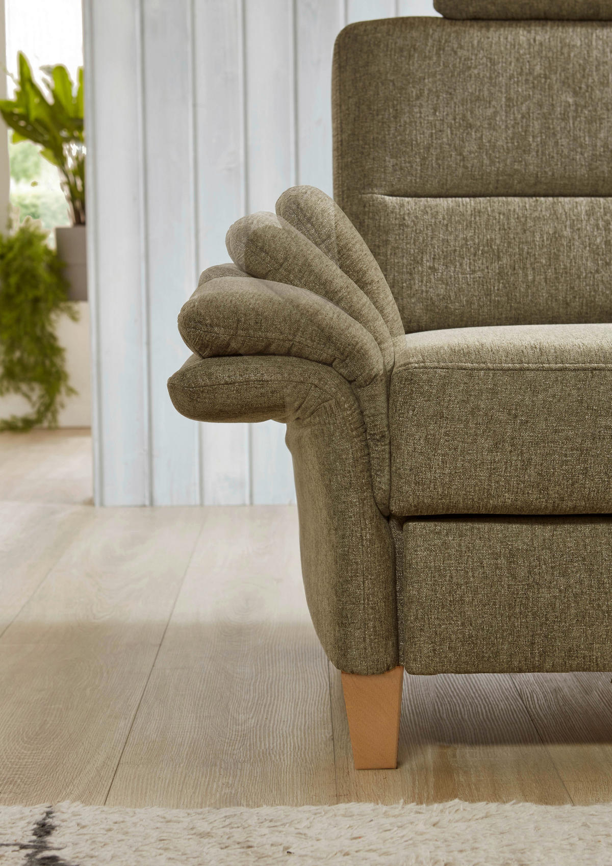 ECKSOFA in Flachgewebe Grün  - Eichefarben/Grün, Konventionell, Holz/Textil (252/162cm) - Sit & More