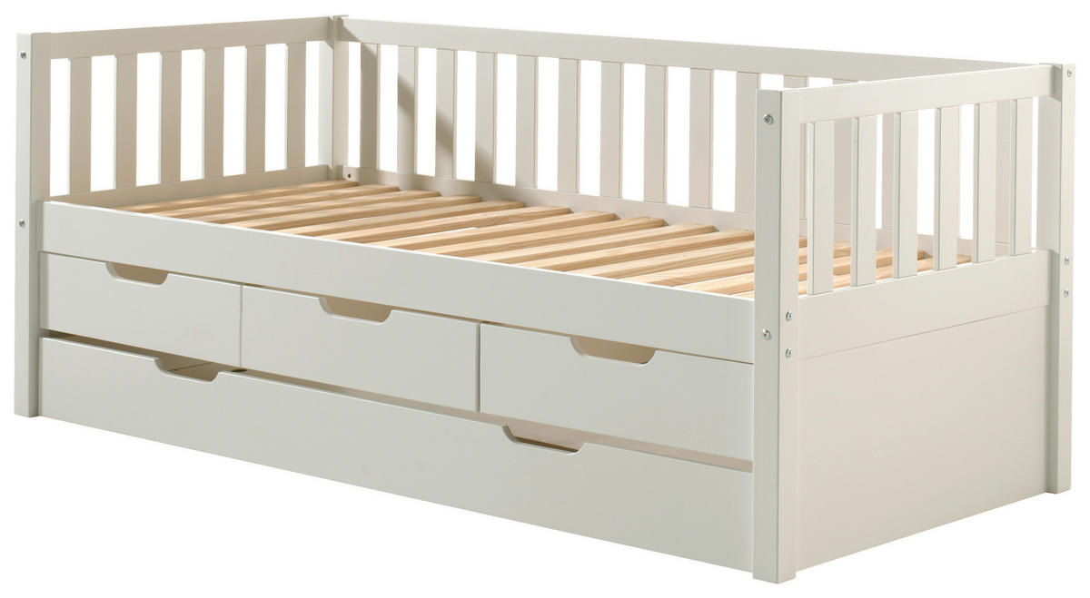 AUSZIEHBETT 90/200 cm  in Weiß  - Weiß, MODERN, Holz/Holzwerkstoff (90/200cm) - MID.YOU