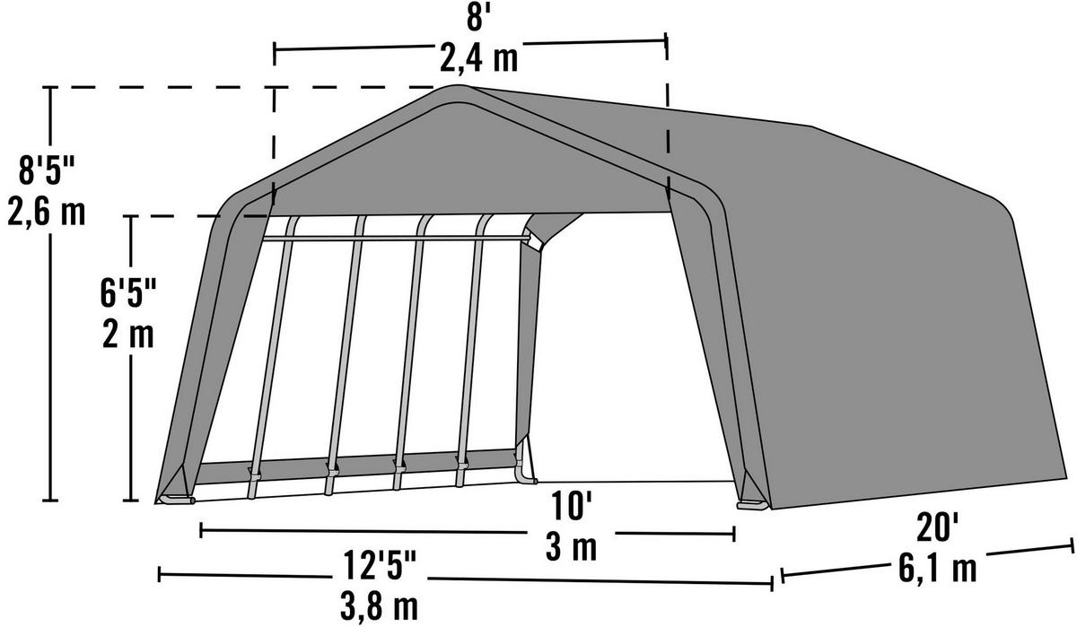 ZELTGARAGE - Dunkelgrün, Basics, Kunststoff (610/380/260cm)
