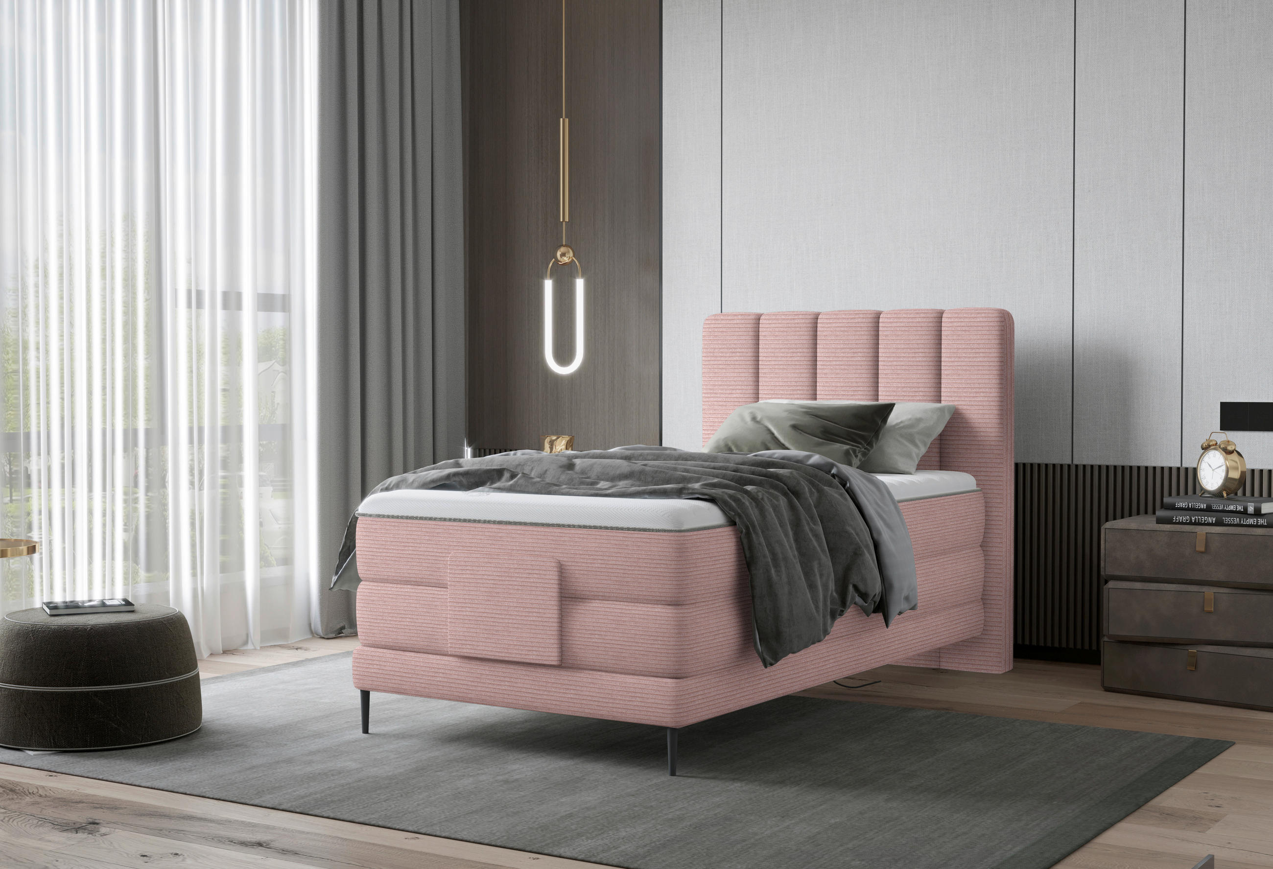 BOXSPRINGBETT 100/200 cm  in Mauve  - Mauve/Schwarz, Natur, Textil/Metall (100/200cm) - Esposa