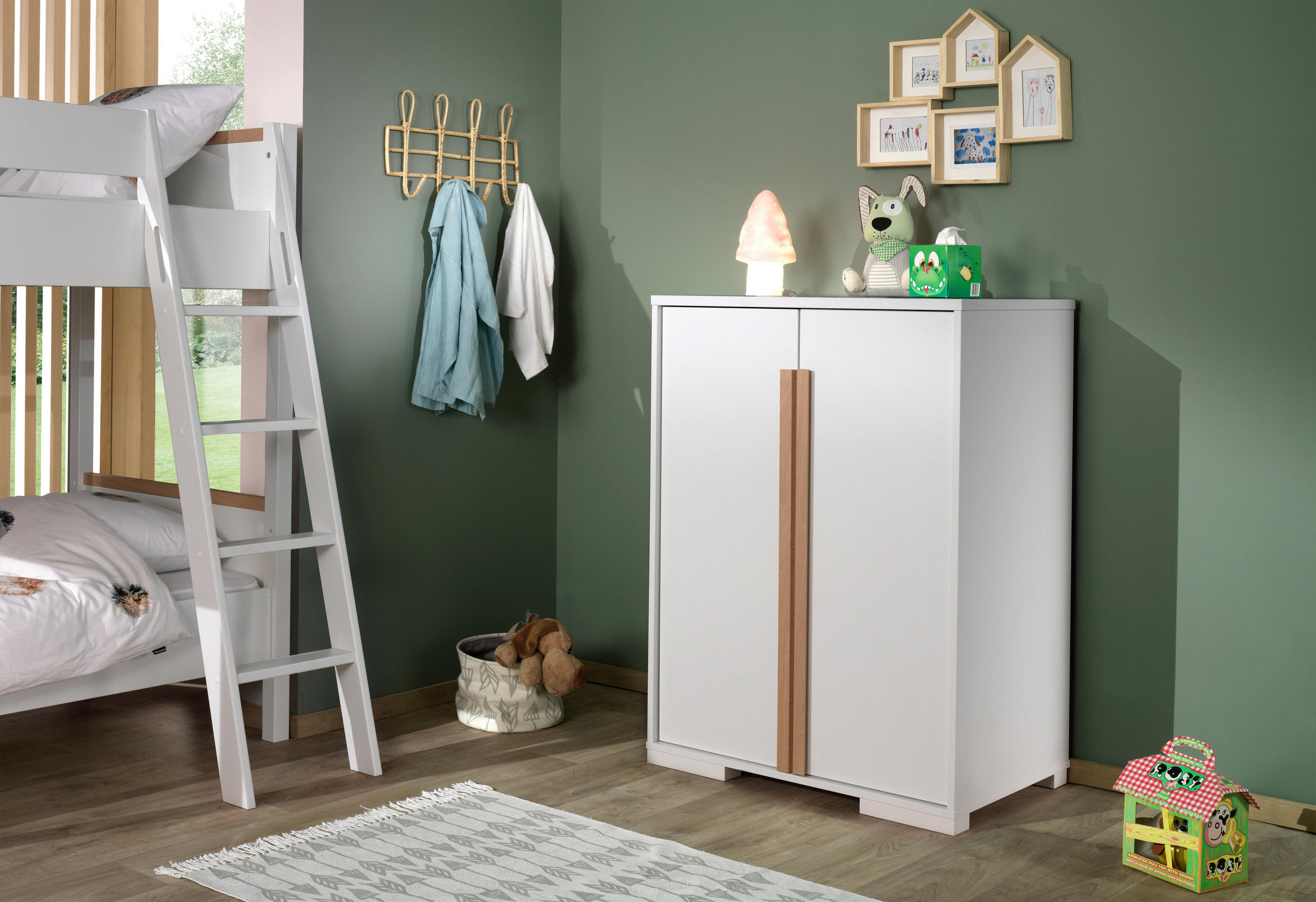  KINDERKLEIDERSCHRANK Weiß  - Weiß/Naturfarben, MODERN, Holz/Holzwerkstoff (86/116,2/56cm) - MID.YOU