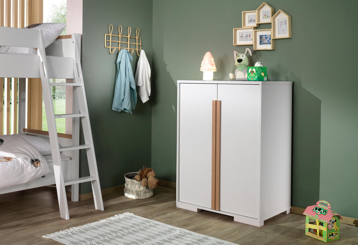  KINDERKLEIDERSCHRANK Weiß  - Weiß/Naturfarben, MODERN, Holz/Holzwerkstoff (86/116,2/56cm) - MID.YOU