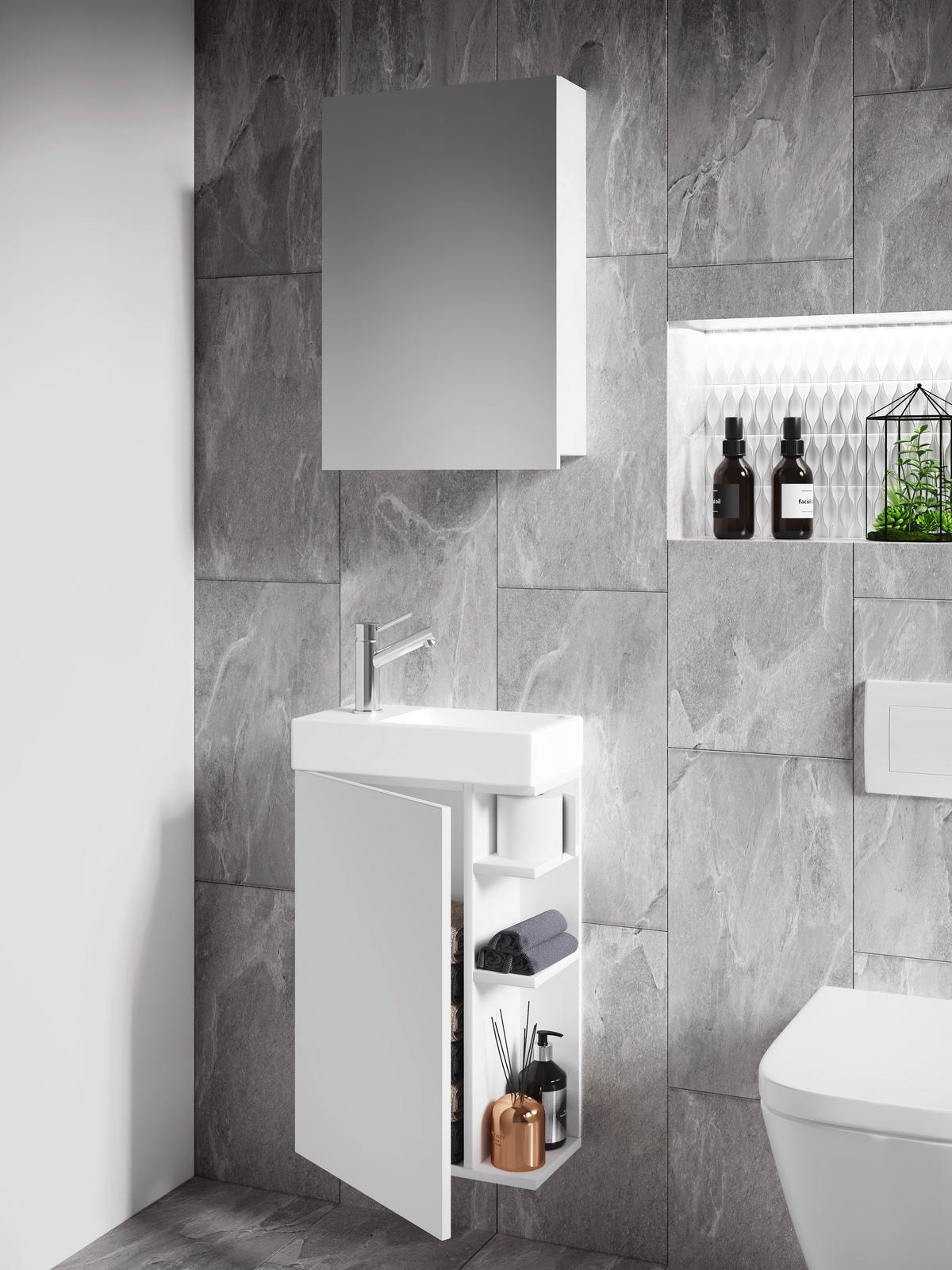 GÄSTEBAD - Weiss, Modern, Glas/Keramik (40cm) - MID.YOU